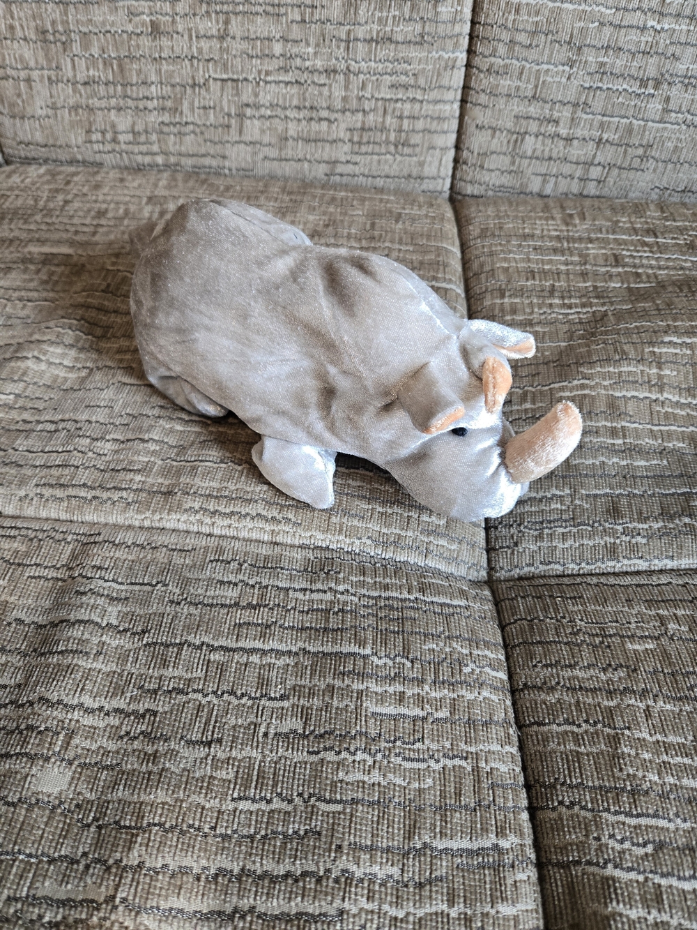 Plush Rhinoceros Stuffed Animal - Soft Gray and Tan
